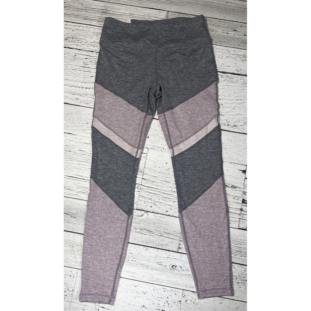 Tangerine Color Block Leggings Medium Gray Purple Heather Activewear Pants - Picture 2 of 6